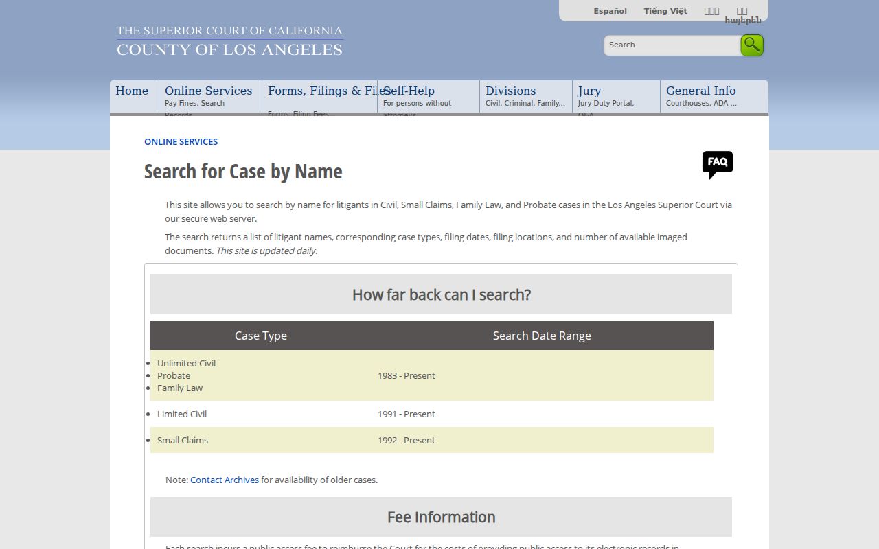 West Covina people search in Los Angeles Superior Court case records