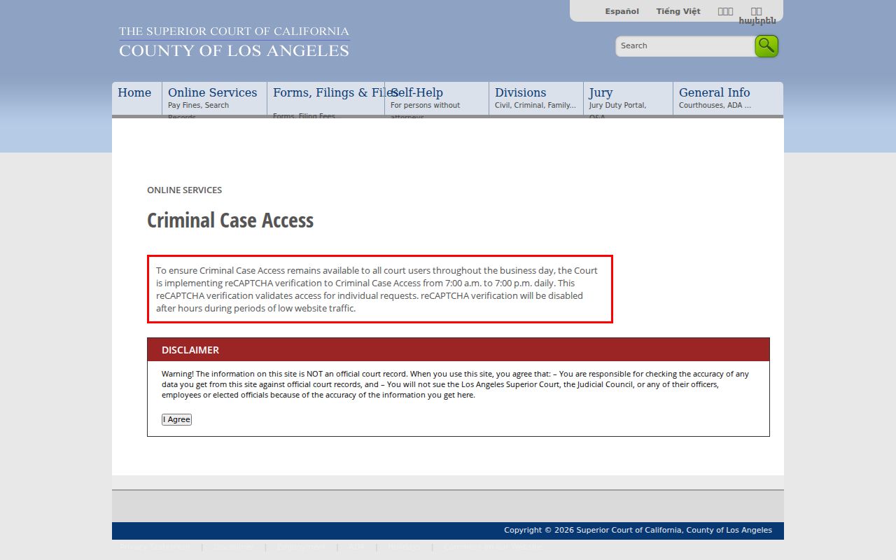 West Covina public records entry for Los Angeles Superior Court criminal case summaries